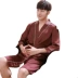 Hàn quốc phiên bản của Hàng Châu lụa phần mỏng đồ ngủ nam sexy ice silk robe áo choàng tắm mùa hè lụa khách sạn áo choàng tắm triều