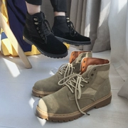 Đàn ông và phụ nữ văn học mua sắm mùa đông cộng với giày cao gót nhung Xu hướng Hàn Quốc gió Anh Martin ủng khởi động dụng cụ retro