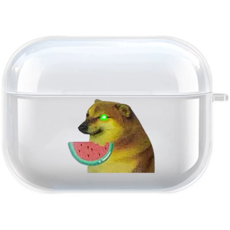 Силиконовый защитный чехол для Apple AirPods (1/2/3/Pro), прозрачный с принтом, видимый индикатор