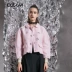 Kabuyi thiết kế ban đầu thương hiệu mùa thu mới tối giản Châu Âu và Mỹ lưới hollow hồng khâu áo khoác ngắn nữ