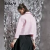 Kabuyi thiết kế ban đầu thương hiệu mùa thu mới tối giản Châu Âu và Mỹ lưới hollow hồng khâu áo khoác ngắn nữ Áo khoác ngắn