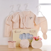 Bộ quần áo sơ sinh cho bé bộ mùa xuân và mùa thu cotton nguyên chất 0-3 tháng trăng tròn nam và nữ bé tặng quà thủy triều
