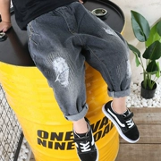 Quần bé trai 2019 mới cho bé xuân hè thu quần jeans nữ trẻ em Hàn Quốc phiên bản thời trang quần harem lửng - Quần jean