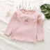 Mùa thu 2019 mới thêu chữ thêu đáy áo cô gái hoang dã bằng gỗ T-shirt quần áo trẻ em - Áo thun quần áo trẻ em hàn quốc Áo thun