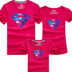 Mùa hè hè cotton Gia đình thời trang Hàn Quốc trang bị cho ba gia đình áo thun ngắn tay dài toàn thân Top Superman Star Superman quần áo trẻ em Trang phục dành cho cha mẹ và con