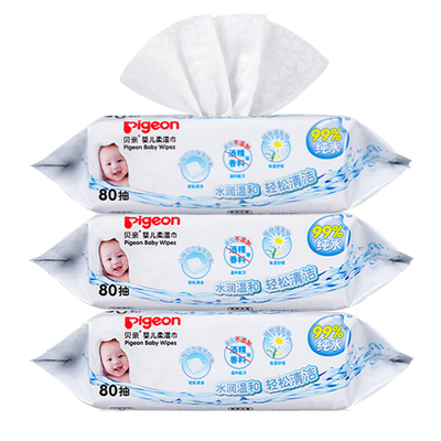 Мягкие салфетки Pigeon Baby 80 шт., 3 упаковки, специальное предложение (только для попки), 80 сигарет*3
