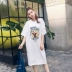 Mùa xuân và mùa hè mới váy dài Hàn Quốc thời trang giản dị Popeye in lỏng T-Shirt váy thai sản dress triều mẹ Áo thai sản
