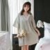 Phiên bản Hàn Quốc của bộ váy ngủ công chúa ngọt ngào và đáng yêu tươi mát mùa hè nữ bộ đồ cotton mỏng tay ngắn cotton phục vụ nhà sinh viên - Đêm đầm Đêm đầm