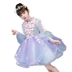 Trẻ em váy công chúa váy cô gái sinh nhật căng phồng hoa cô gái piano trang phục hiện tại sàn catwalk mùa thu dài tay áo - Váy trẻ em