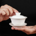 Trắng tinh khiết Jingdezhen trắng sứ ba chén bìa bát trà bìa bát teacup kung fu bộ trà bát gia đình gốm lớn - Trà sứ ấm trà Trà sứ