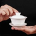 Trắng tinh khiết Jingdezhen trắng sứ ba chén bìa bát trà bìa bát teacup kung fu bộ trà bát gia đình gốm lớn - Trà sứ bộ ấm trà đẹp Trà sứ