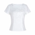 Gấp pháo hoa nóng 2018 mùa xuân và mùa hè mới của phụ nữ tính khí bông Mỏng ba chiều hoa ngắn tay áo T-Shirt Linghe