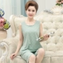 Mẹ mùa hè vest dịch vụ nhà phù hợp với trung niên chất béo MM của phụ nữ XL không tay quần short cotton đồ ngủ quần áo ngủ nữ mùa đông