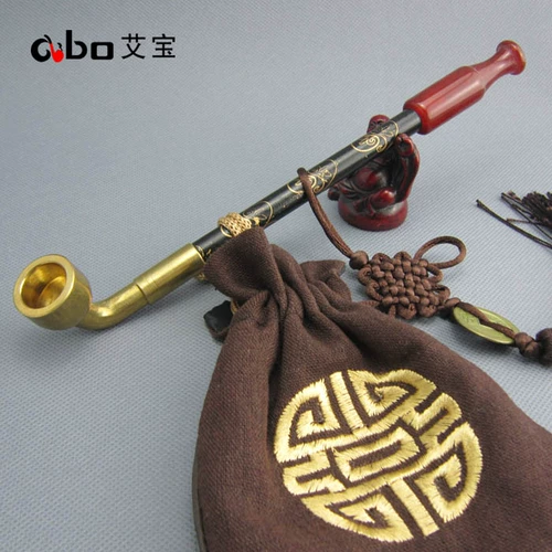 Старомодная латунная агатовая курительная трубка ручной работы