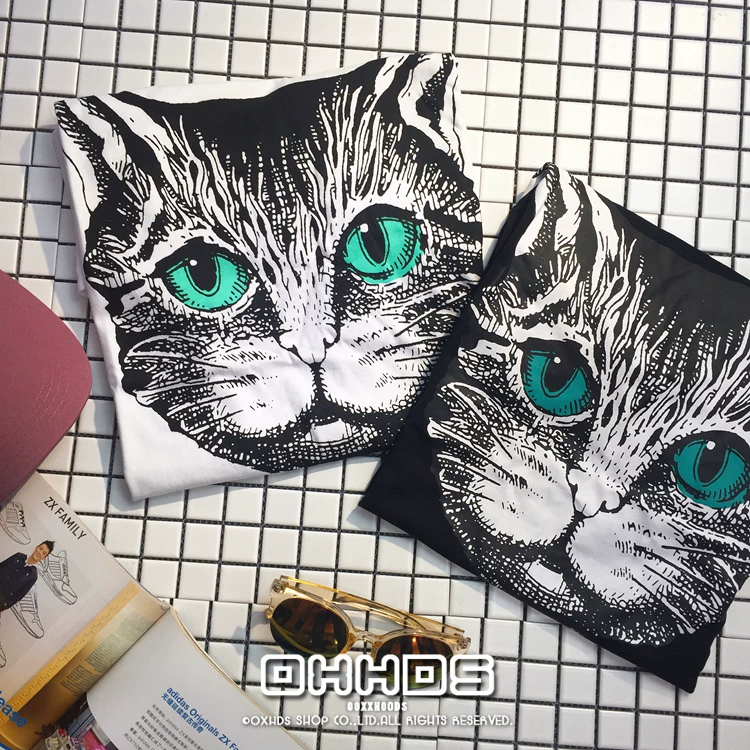Короткая хлопковая футболка с коротким рукавом для студентов, оверсайз