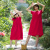 Xiaole để các thiết bị gốc cha-con 204 lớp [huýt sáo cô gái] bông và mẹ váy mùa hè du lịch Trang phục dành cho cha mẹ và con