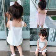 Baby 乐 女 宝宝 连体 衣服 Mùa hè bé mùa hè nam 0 Phù hợp với bên ngoài 3 tháng Yếm trong túi fart