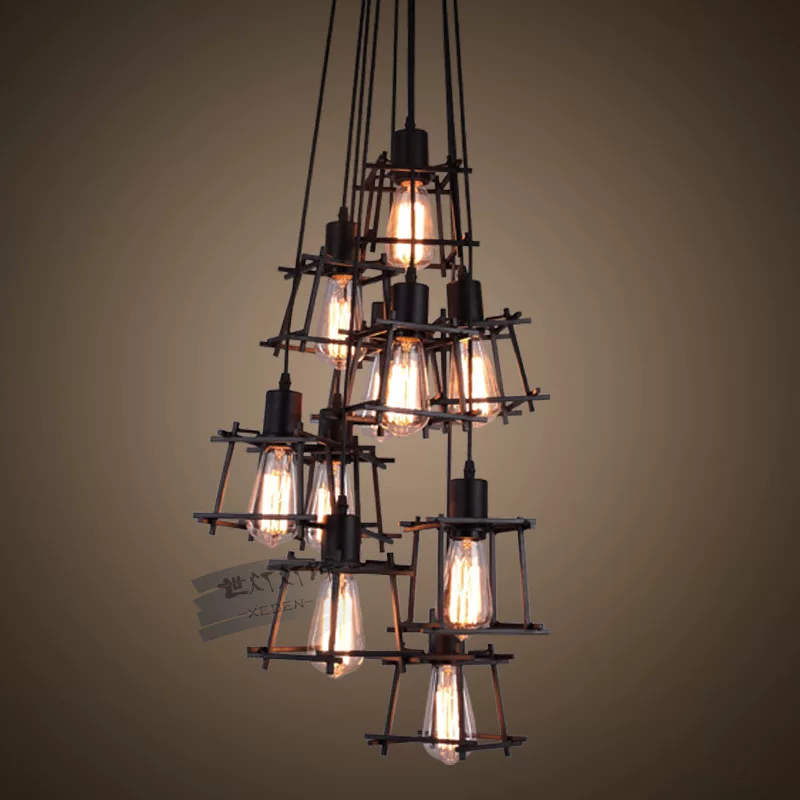 Retro creative ceiling lamp, coffee Rubik's cube, American style