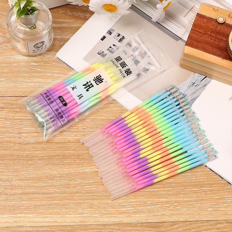 Candy-colored rainbow six-color in-one pastel gel pen refill for note ...
