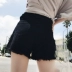 Phụ nữ mang thai quần short denim nữ hè 2019 mới mặc phiên bản Hàn Quốc của quần lửng đen nóng bỏng giảm béo - Phụ nữ mang thai quần / quần bụng Phụ nữ mang thai quần / quần bụng