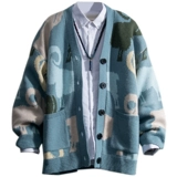 Кардиган, демисезонный трендовый трикотажный свитер, коллекция 2021, в корейском стиле, оверсайз