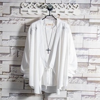 Белая рубашка, ханьфу, куртка, китайский стиль, с вышивкой, защита от солнца