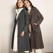 Corssmio áo hai mặt cashmere nữ dài phần 2019 mùa thu và mùa đông áo khoác len màu đen mới phổ biến - Áo len lót đôi