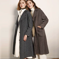 Corssmio áo hai mặt cashmere nữ dài phần 2019 mùa thu và mùa đông áo khoác len màu đen mới phổ biến - Áo len lót đôi áo phao nữ 2021
