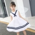 Quần áo bé gái mùa hè 2019 mới ngắn tay bé gái hải quân váy gió siêu ngoại thời trang váy liền - Váy Váy