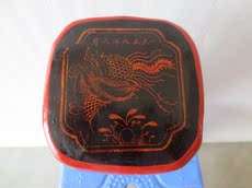 Театр теней 建国初期真皮朱黑大金漆龙凤纹婴儿枕头古董包老物件玩真品杂项具