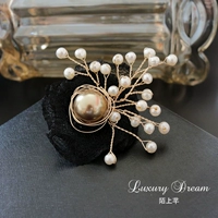 芊 Thiết kế ban đầu ngọc trai nước ngọt trâm Phụ kiện trâm Hàn Quốc Vải trang trí pin hoa phụ kiện cài áo nữ
