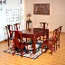 Jiu Fu Xuan Ming phong cách chạm khắc bàn dài hiện đại tối giản nội thất nhà hàng bàn ghế gỗ rắn kết hợp gỗ hồng mộc châu Phi - Bộ đồ nội thất