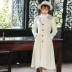 Phong cách Trung Quốc mùa thu mới của phụ nữ quần áo retro gió len cổ áo thêu cổ áo dài ấm áp - Trung bình và dài Coat