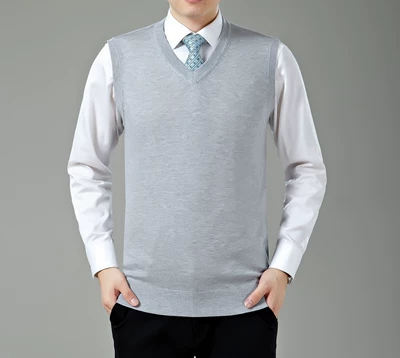 Mùa thu và mùa đông mới trung niên của nam giới cashmere vest len ​​vest V-Cổ kích thước lớn trung niên vest áo len áo len vest nam cao cấp Dệt kim Vest