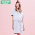 Váy bầu cho mẹ bầu tháng 10 2019 hè mới Hàn Quốc dệt sọc sọc cho bé bú mẹ bầu - Áo thai sản Áo thai sản