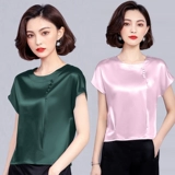 Шелковая летняя футболка, 2020, свободный крой, большой размер, в западном стиле