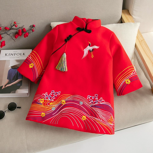Детская утепленная новогодняя одежда, китайский стиль, детская одежда