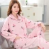 Đồ ngủ mùa đông nữ dày flannel phù hợp với ấm áp lông cừu phụ nữ lỏng lẻo kích thước lớn dịch vụ nhà hai mảnh đồ bộ pijama Bộ Pajama