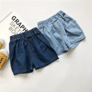 Mùa hè đàn ông và phụ nữ mới trẻ em trẻ em lỏng lẻo denim giản dị mặc quần short mùa hè Hàn Quốc - Quần jean