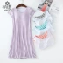Phương thức với ngực pad nightdress áo ngực cup một kích thước lớn ngắn tay bông một mảnh đồ ngủ phụ nữ mùa hè mặc