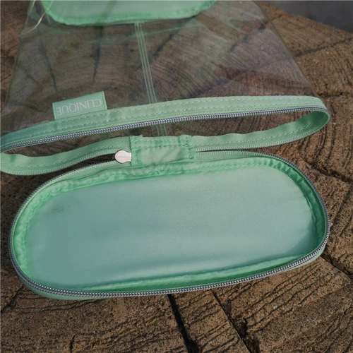 Зеленая портативная вместительная и большая система хранения с молнией, косметичка