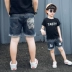Trai quần short mùa hè 2018 mới lỏng phần mỏng trẻ em lớn lỗ quần trẻ em quần short denim Hàn Quốc phiên bản của thủy triều Quần jean