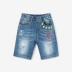 gxgkids quần áo trẻ em bé trai quần short denim quần áo thời trang mùa hè quần năm điểm phong cách phương tây cho bé - Quần jean Quần jean