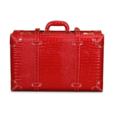 Красный чемодан для невесты, портативная кожаная подарочная коробка, из натуральной кожи