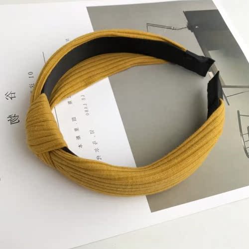 Korean Edition Wide Edge Knitted Fabric Simple Japanese and Korean Fashion Student's Stripe Knotting Headband