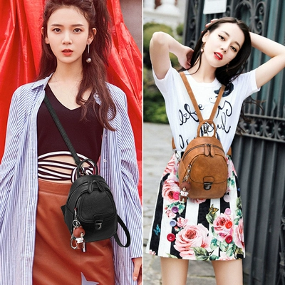 Backpack da mềm nữ 2022 Thủy triều mới Retro Ladies Bag Thời trang Hàn Quốc Versatile School balo da đẹp cho nữ balo nữ cá tính Balo thời trang nữ