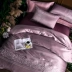 Châu Âu- phong cách rửa lụa rắn màu thêu bông bốn mảnh thiết lập 1.8 2.0m gạo giường quilt bao gồm bông tấm ga trải giường 笠