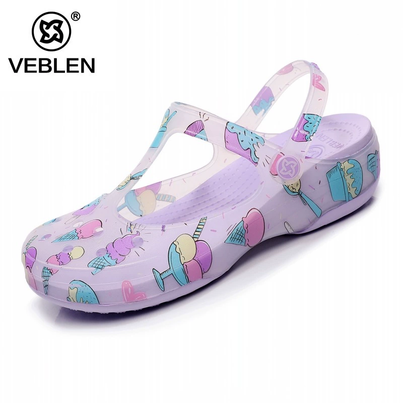 Veblen chính hãng giày lỗ của phụ nữ thời trang mùa hè thoáng khí sân vườn phẳng dép của phụ nữ không trơn trượt đáy dày phụ nữ mang thai giày y tá 