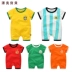 Quần áo trẻ em mùa hè jumpsuit 0-3-6 tháng bé bé world cup quần áo bóng đá 1 cotton sơ sinh romper