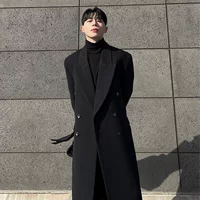 Демисезонный плащ, длинное демисезонное шерстяное пальто, расширенная куртка, в британском стиле, средней длины, в корейском стиле, изысканный стиль